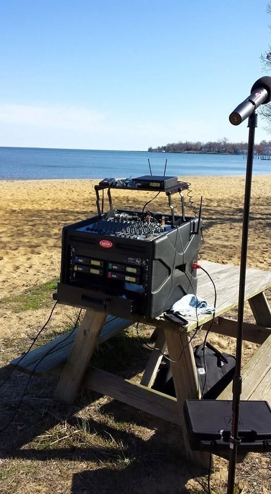 Samantha and Chris’s wedding, photo 4 — DJ setup on the beach