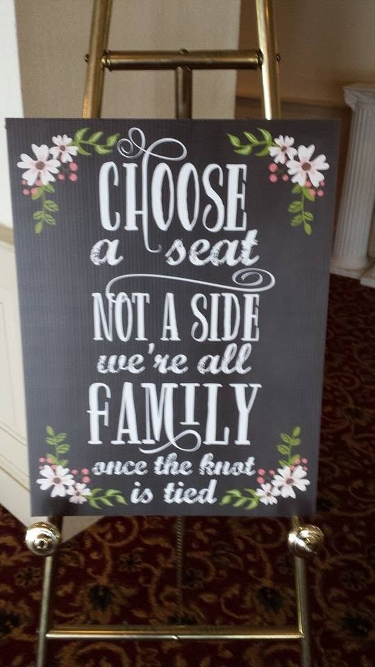 Hannah and David’s wedding, photo 4 — a playful seating sign