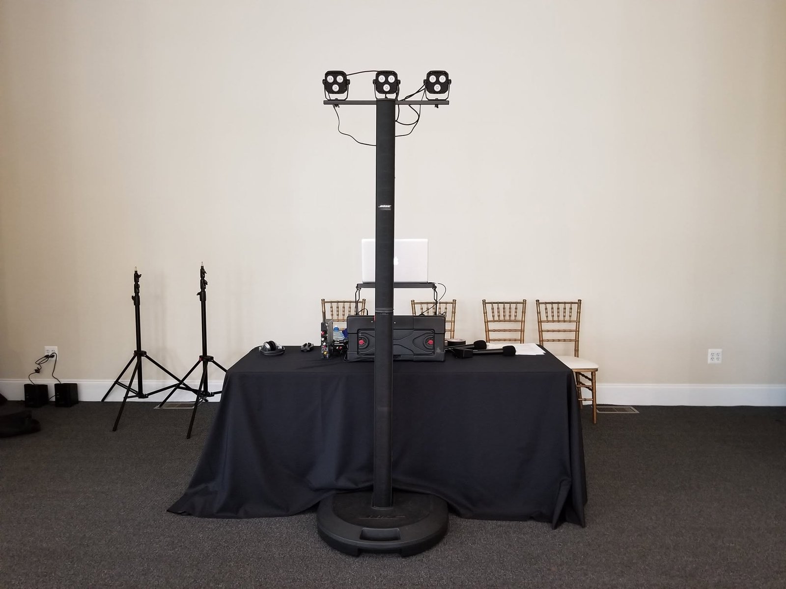 Sarah and James's wedding, photo 3 — DJ setup in the ballroom